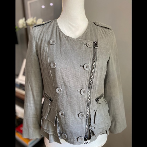 3.1 Phillip Lim Double Breasted Moto Ruffle Jacket - Picture 3 of 11